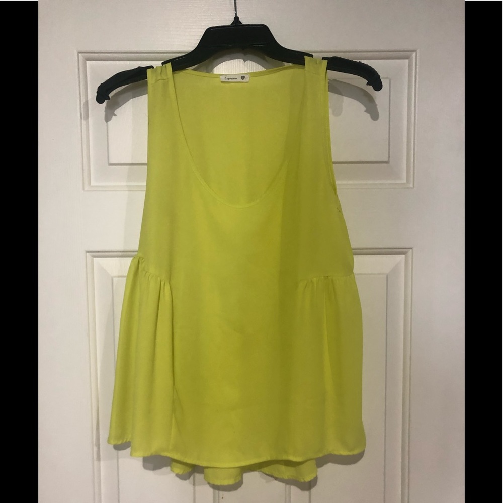 Baby Doll Tank Top Neon Yellow SZ L